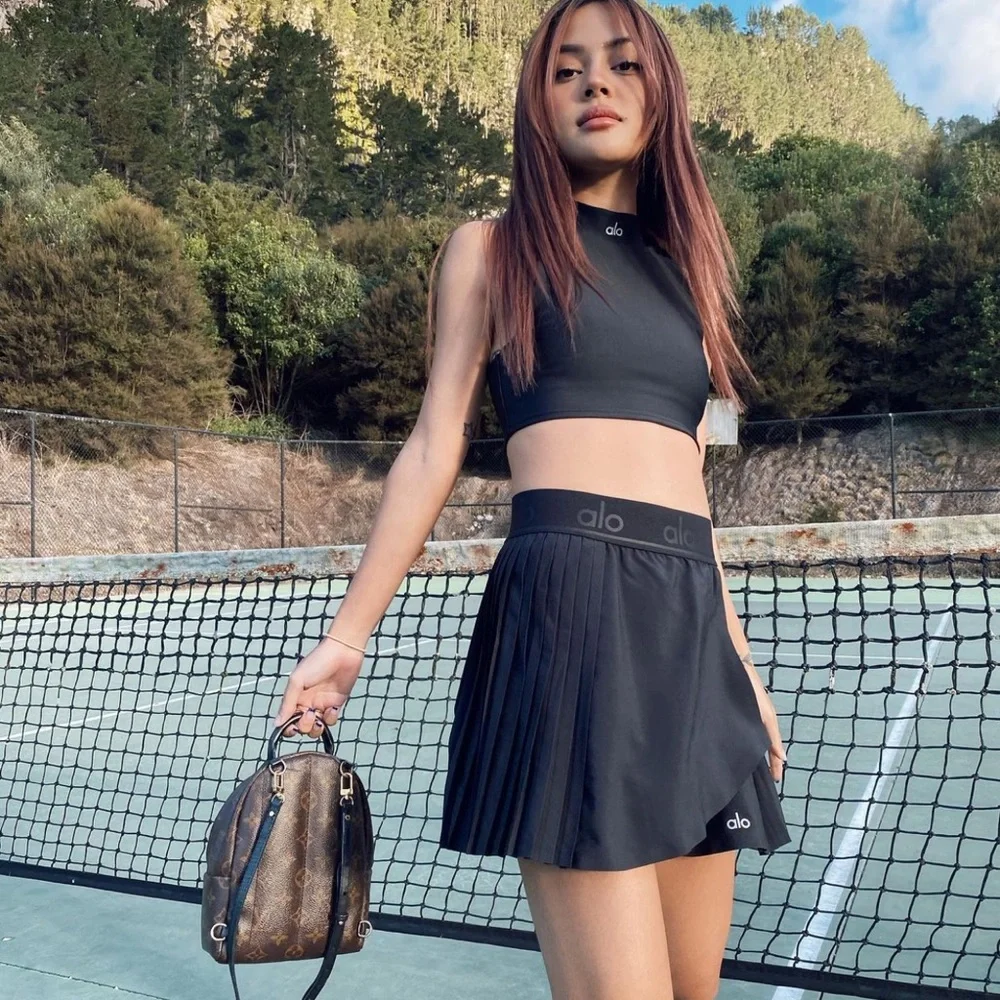 Alo Yoga Aces Tennis Skirt Black Size XS BNWT